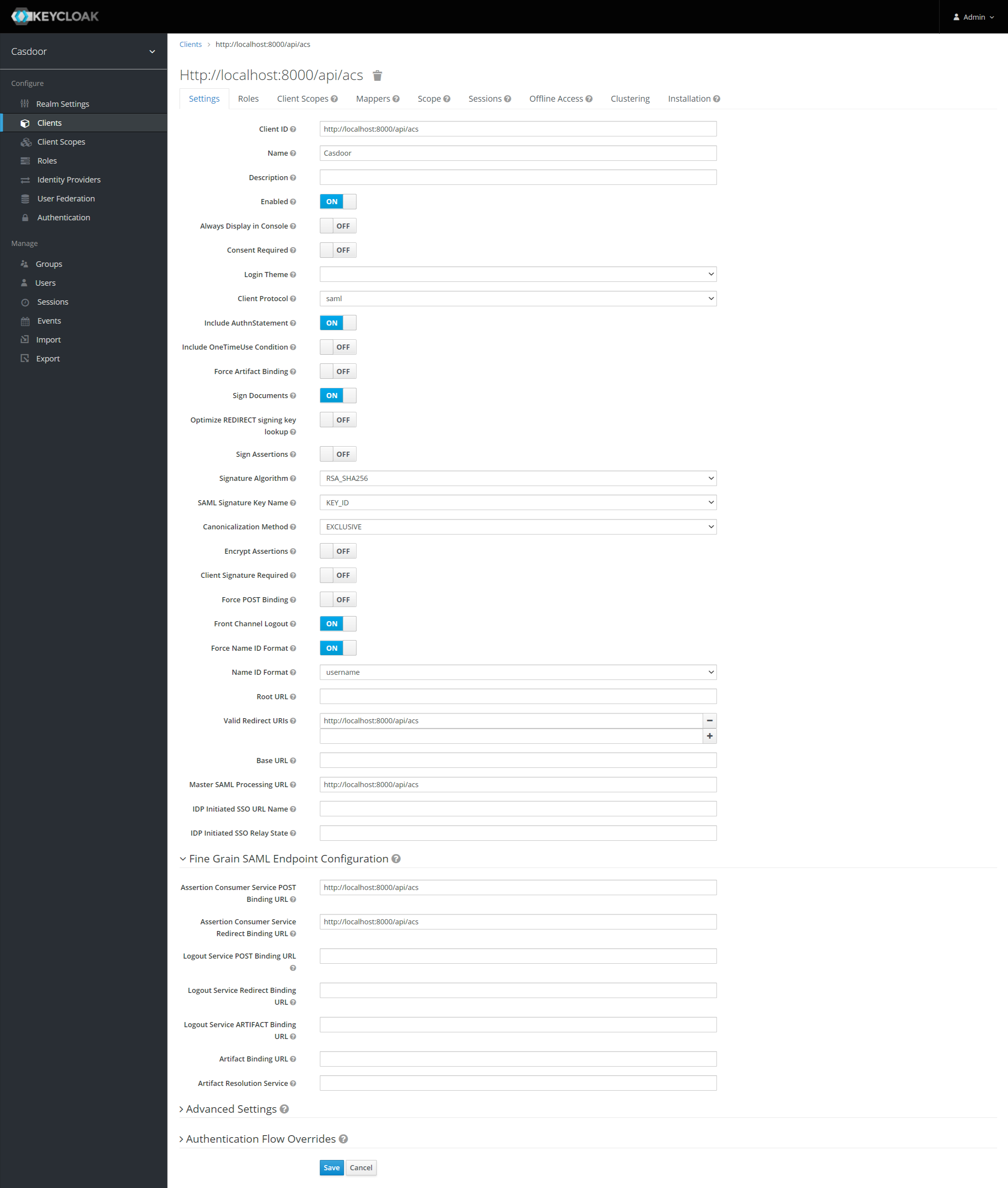 Configure Keycloak client